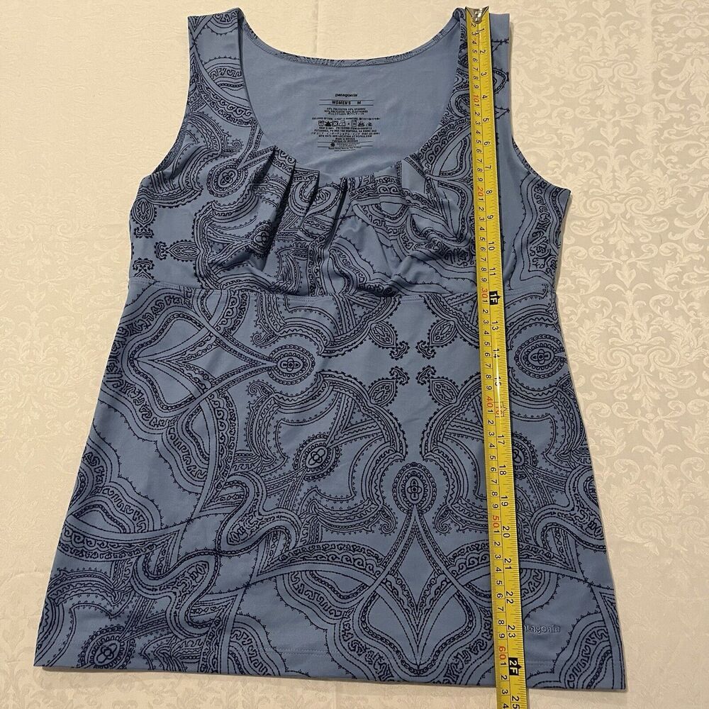Patagonia Womens Sleeveless Bandha Top Shirt Sz Medium Blue Shelf Bra Stretch - Picture 4 of 7